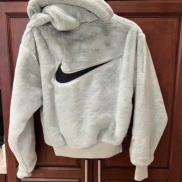 NWT Nike plush fur bomber jacket in teal size XS - Picture 6 of 6